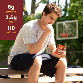 Nutrition panel highlights 6 g protein and 5 g fiber per serving