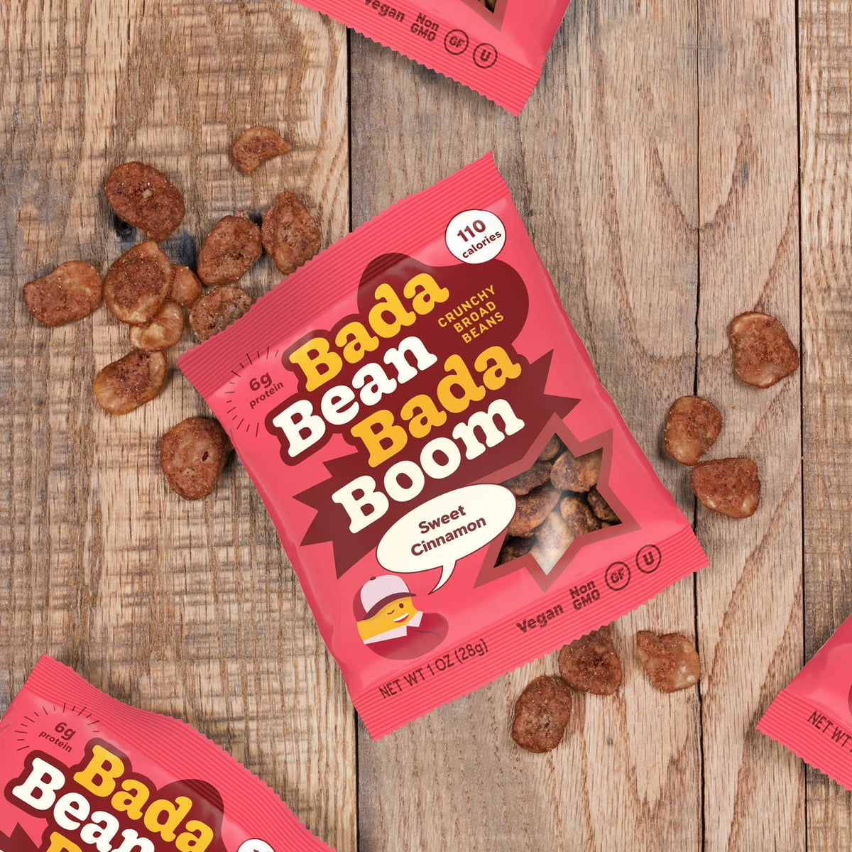 On-the-go Enlightened Bada Bean Bada Boom snack pack ready for travel