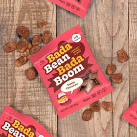 On-the-go Enlightened Bada Bean Bada Boom snack pack ready for travel