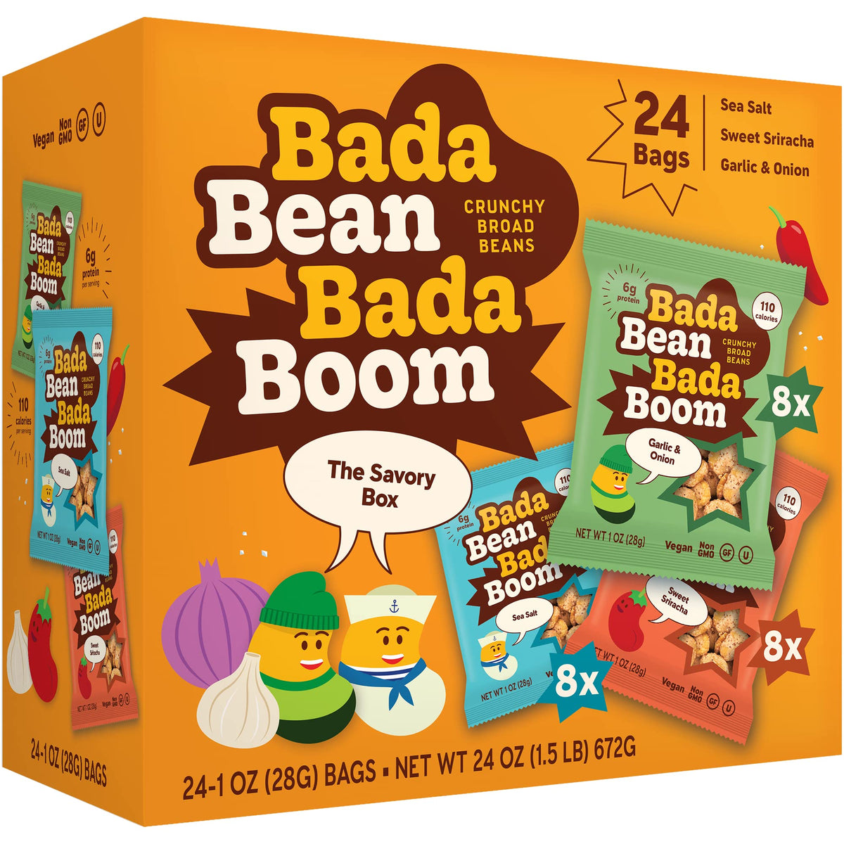 Enlightened Bada Bean Bada Boom packfront for convenient on-the-go snacking