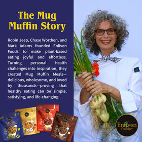 Enliven Foods pack of 4 mug muffin meals, versatile snack for busy days.