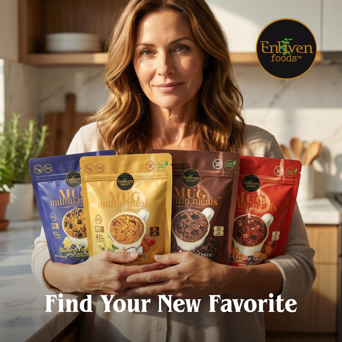 Enliven Foods bake option, blueberry lemon muffins rich in flavor and texture.