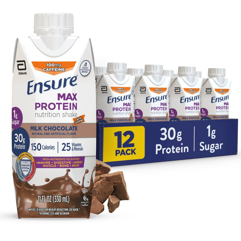 Ensure Max Protein milk chocolate bottle ready to drink for on-the-go fueling