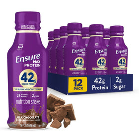 Ensure Max Protein Shake bottle showing 42g protein for active lifestyles.