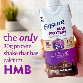 Ensure Max Protein Shake nutrition panel highlights 26 vitamins and minerals.