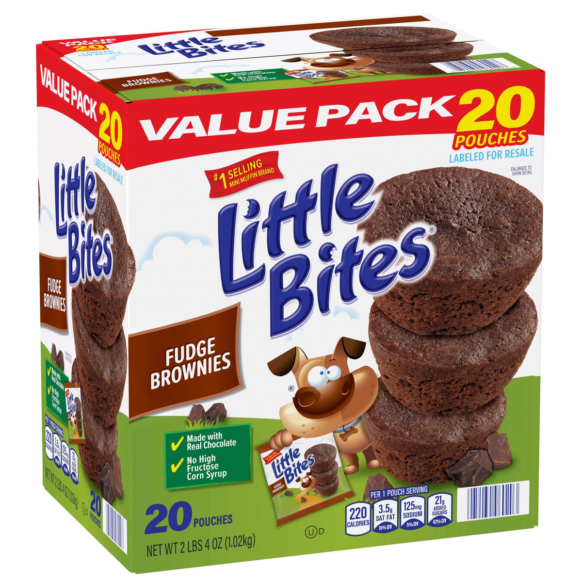 Entenmann's Little Bites Fudge Brownies single-serve treats for mid-day cravings.