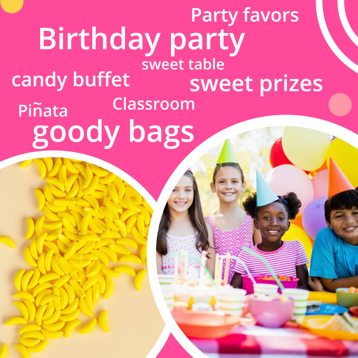 Entervending Banana Runts candy, allergen-free and great for allergy-aware events.