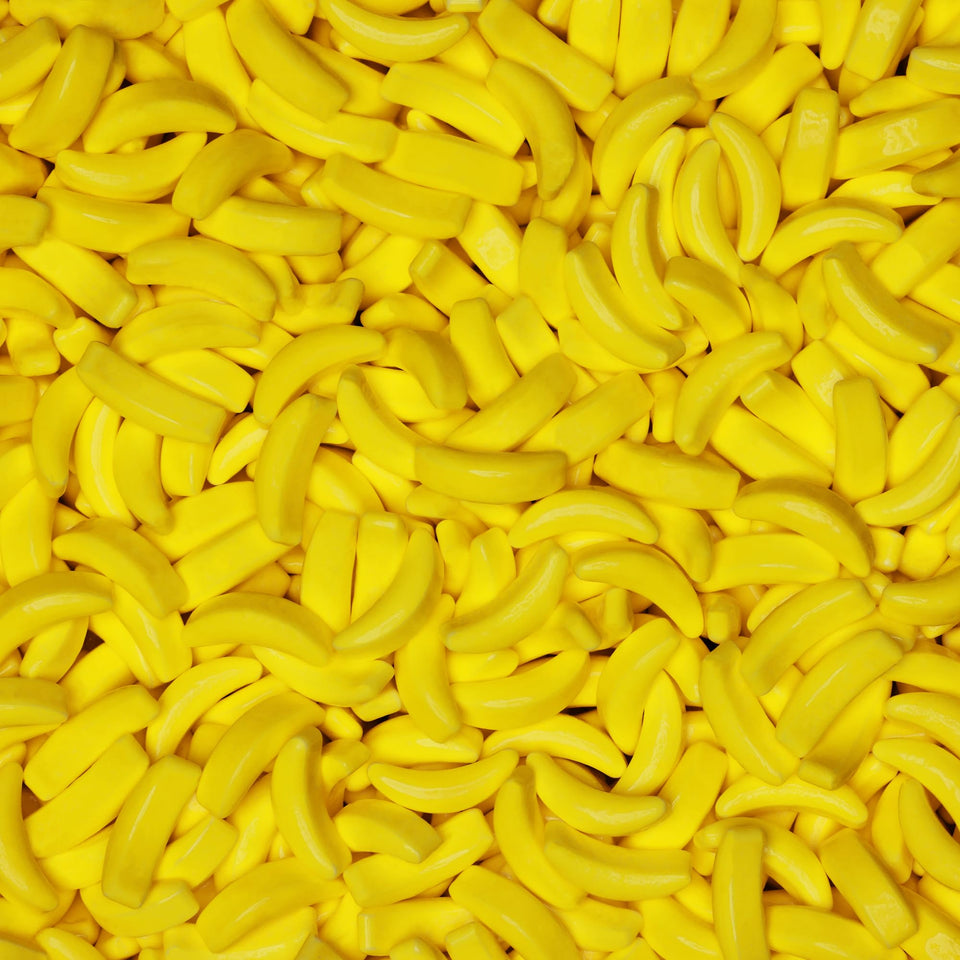Entervending Bananas Runts bulk bag with approximately 1200 pieces for party stock.