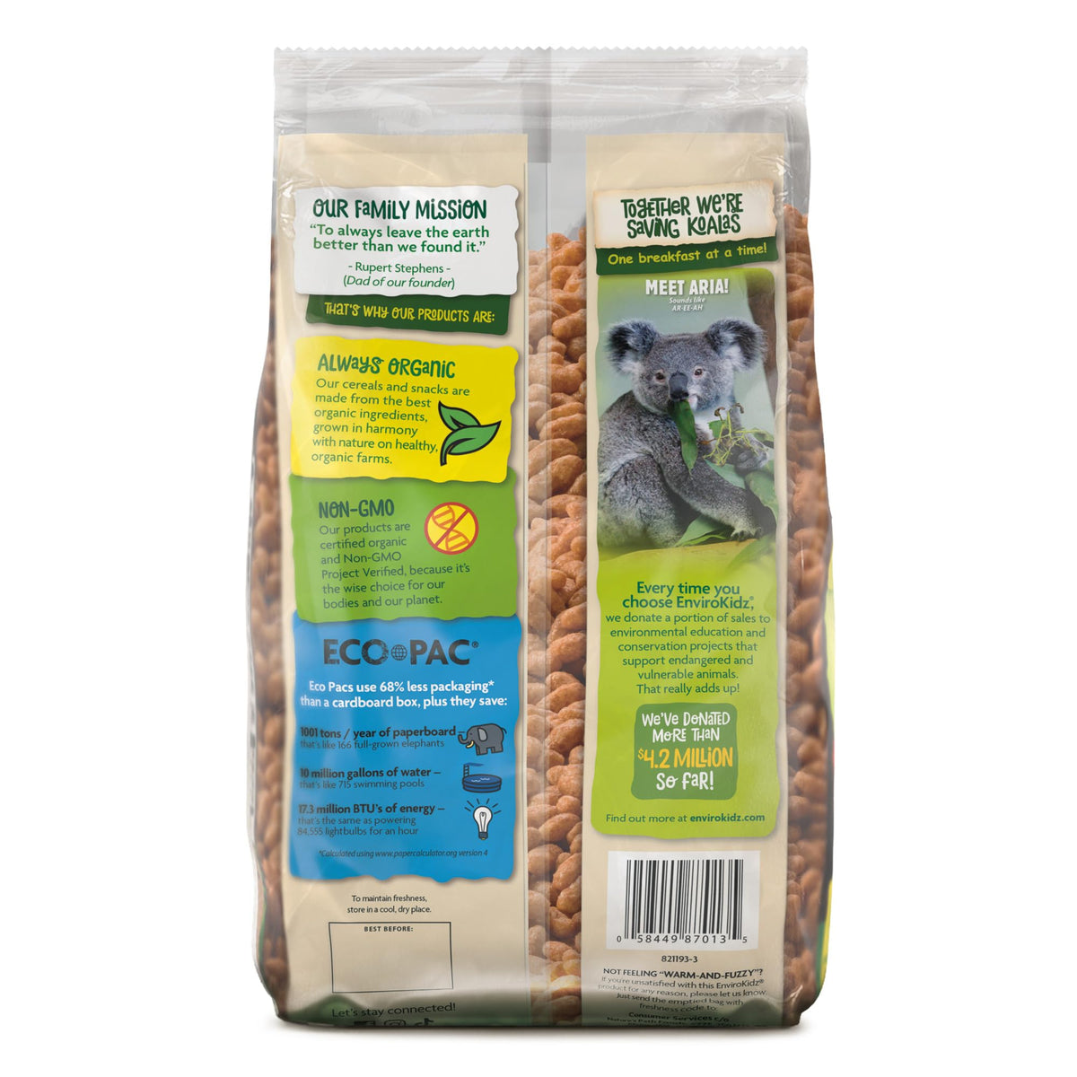 EnviroKidz Koala Crisp vegan and gluten-free breakfast.