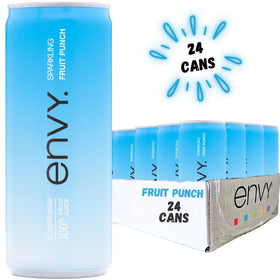 Envy Sparkling 100% Fruit Juice bottle closeup highlighting natural ingredients