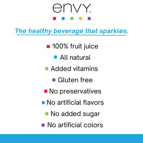 Envy Sparkling 100% Fruit Juice fridge display inviting grab-and-go refreshment