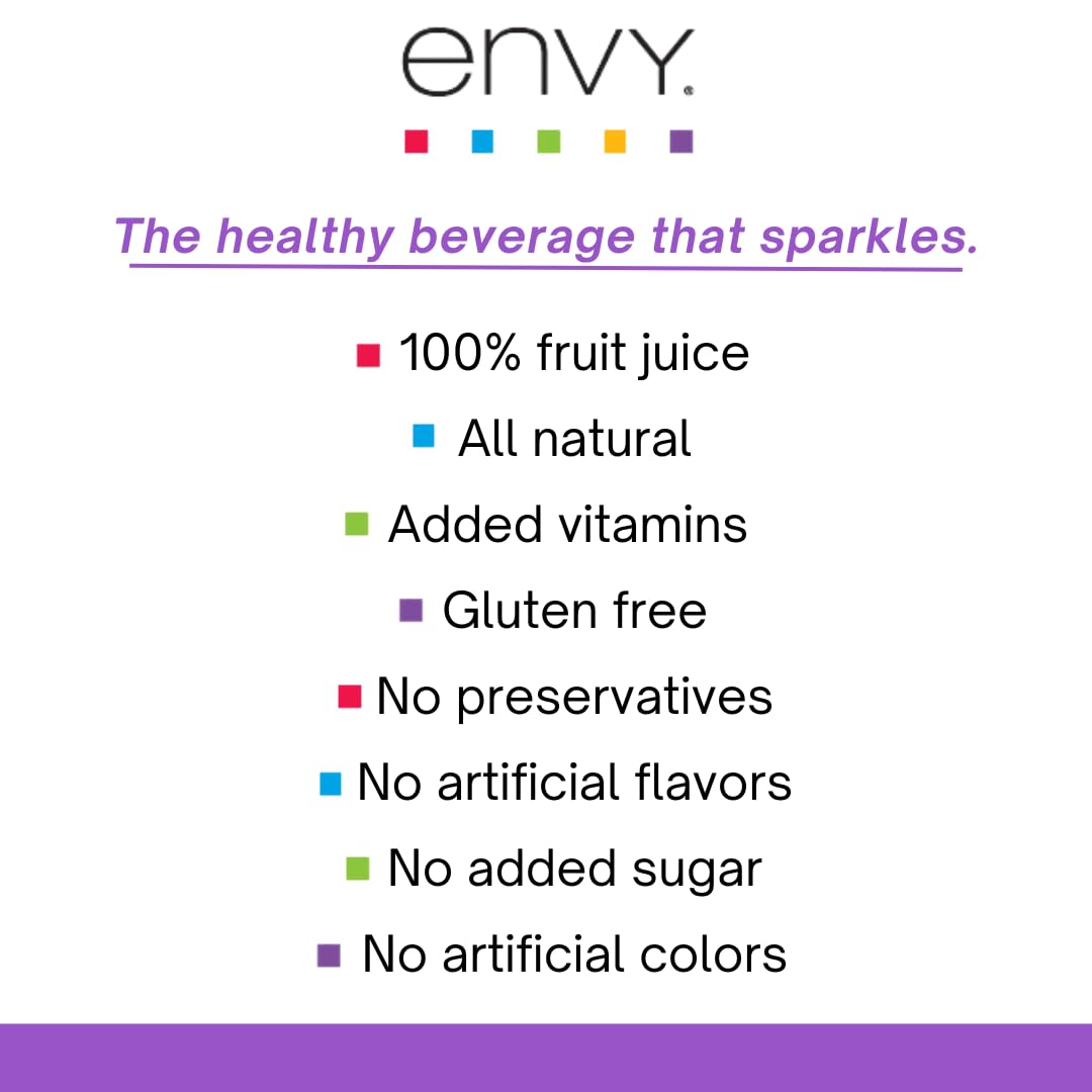 Envy Sparkling Acai Berry 8oz nutrition facts show vitamins A, C and calcium.