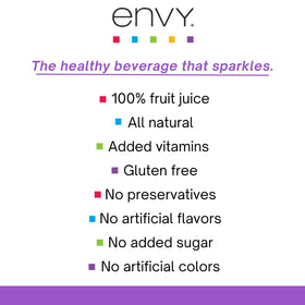 Envy Sparkling Acai Berry 8oz nutrition facts show vitamins A, C and calcium.