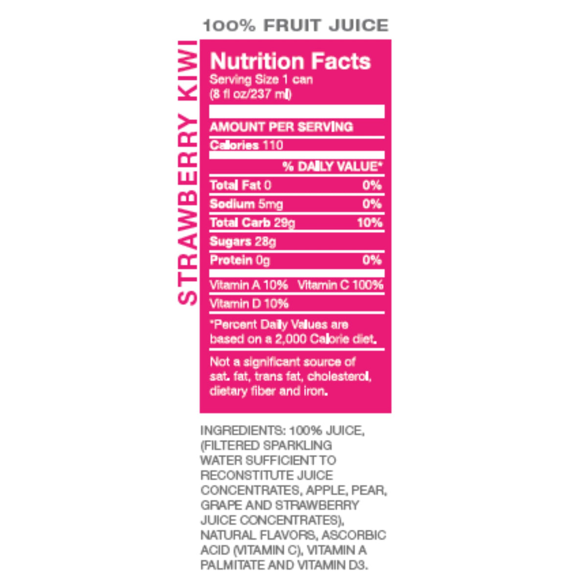 Envy Sparkling Strawberry Kiwi 8oz bottle in case-display emphasizes convenient 24-pack.