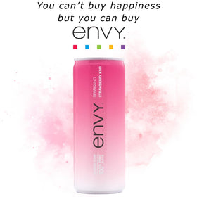 Envy Sparkling Strawberry Kiwi juice served in a glass shows vibrant color and aroma.