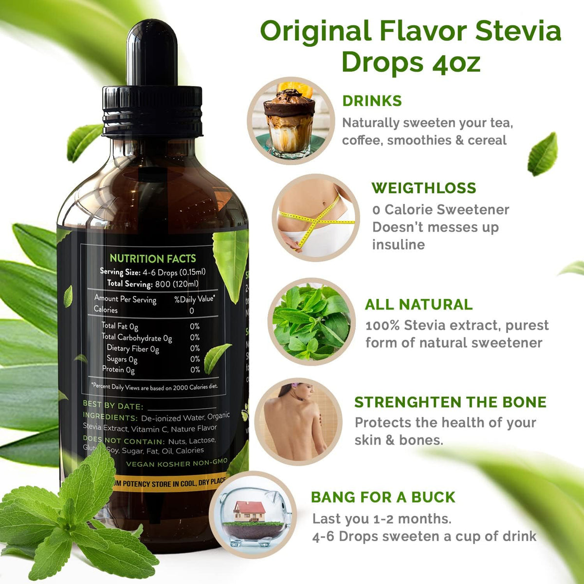 Droplet dispensing from Enzo's stevia bottle for easy sweetening