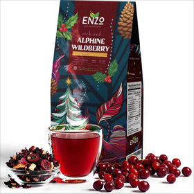 Enzo's Private Selection Alpine Wildberry loose leaf tea, fragrant and caffeine free.
