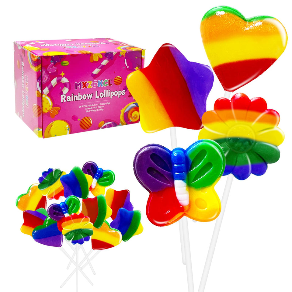 EORA rainbow flower lollipop for colorful celebrations and dessert decorations.