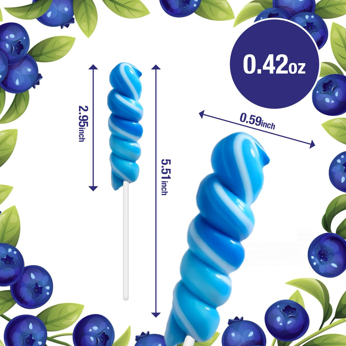 EORA Something Blue lollipops on a wedding table, ideal candy buffet accents.