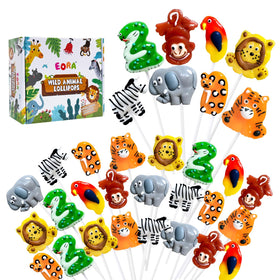 EORA Wildlife Lollipops lion-shaped kiwi flavor for zoo party favors.