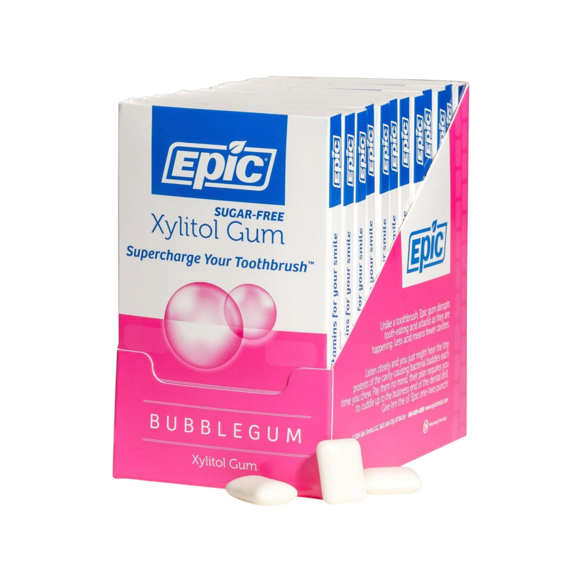 Epic 100% Xylitol Bubblegum Pack promoting sugar-free care and fresh breath.