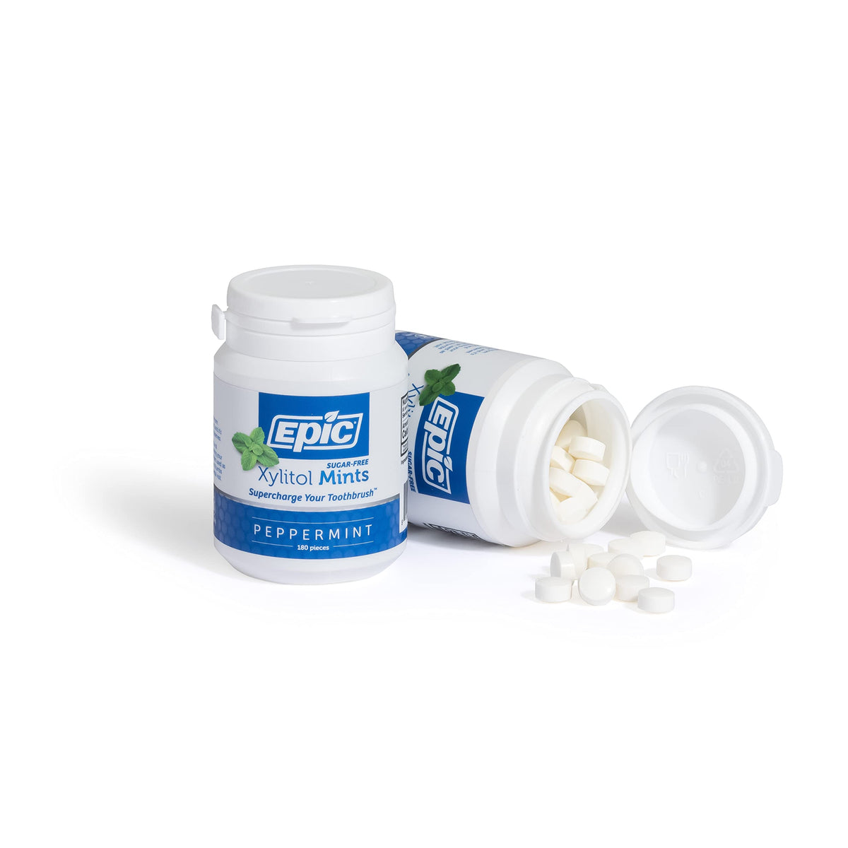 Epic 100% Xylitol Mints dry-mouth-relief concept on table