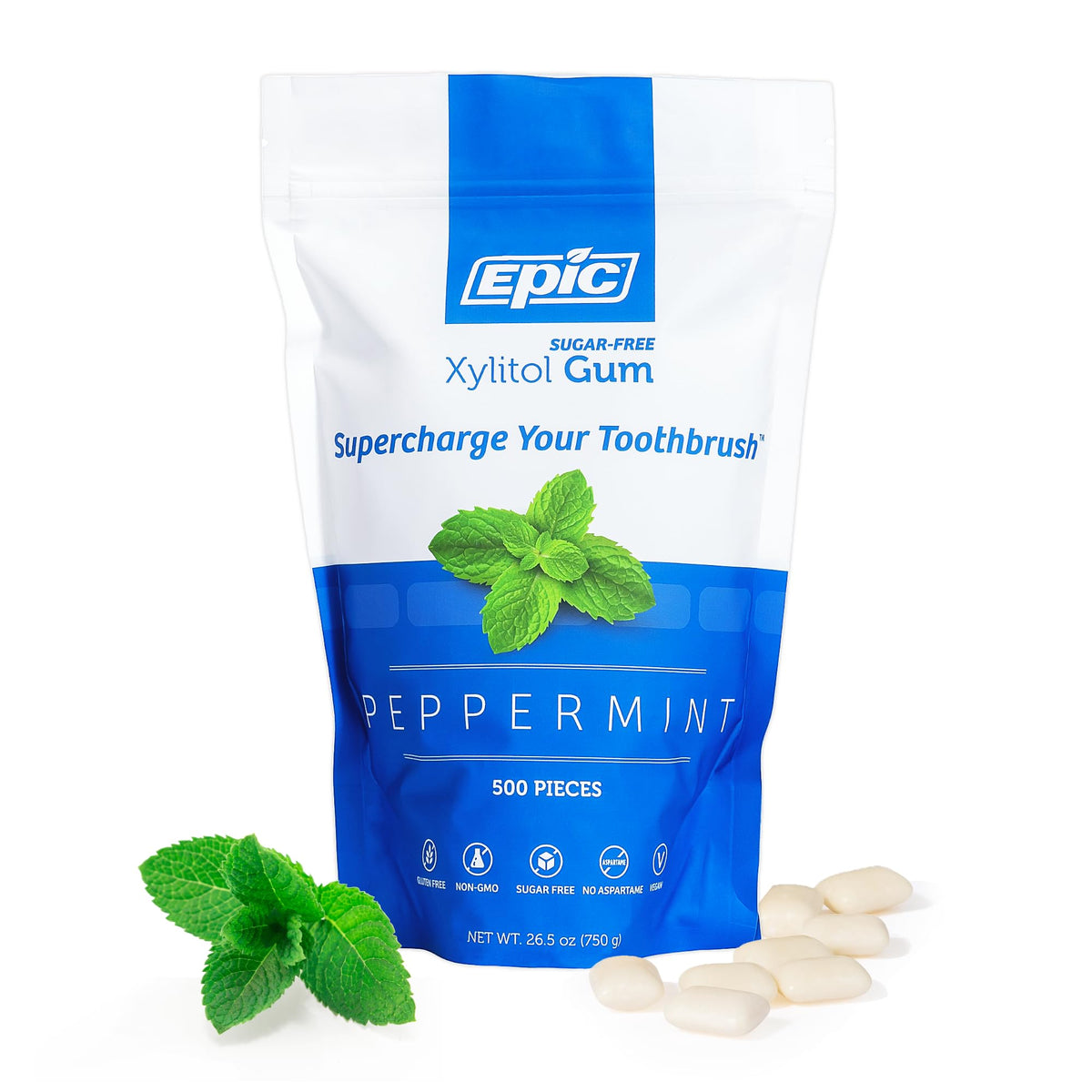 Epic 100percent xylitol peppermint gum pack for daily use and fresh breath