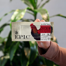 EPIC Bars Chicken Sriracha bar ingredients bowl highlighting natural chicken