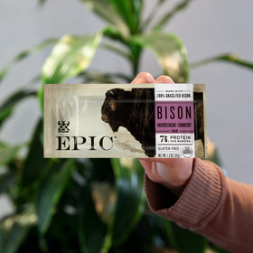 EPIC Bison bars show grass-fed ingredients for a wholesome protein snack