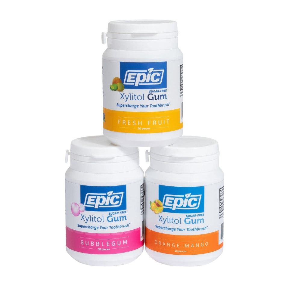Epic Gum orange mango pack of 3 shows vibrant flavor and value.