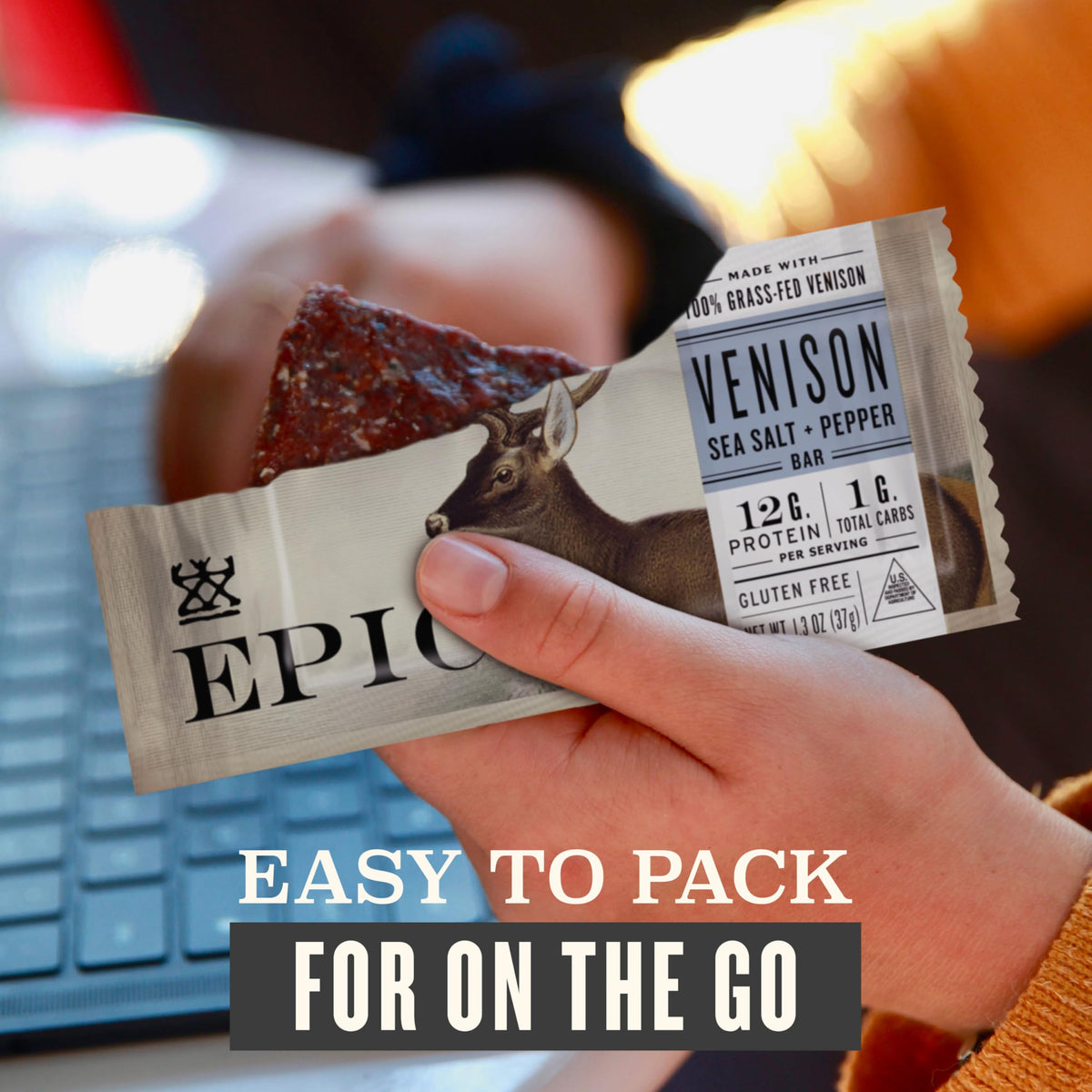 Epic Provisions variety-pack display showing gluten-free, keto-friendly bars