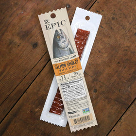 Epic Smoked Salmon Snack Strips 0.8-ounce portions for easy packing.