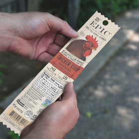 Single strip on a desk, ideal keto-friendly snack option.