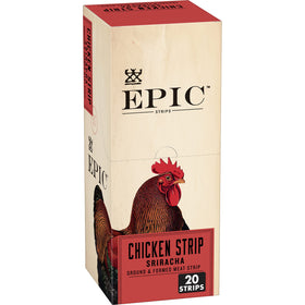 EPIC Sriracha Chicken Strip packaging for on-the-go protein snacking.