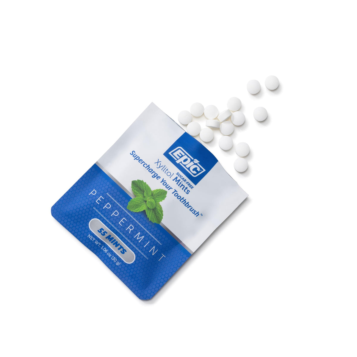 Epic sugar-free mints offer a no-aspartame choice with a crisp peppermint finish.