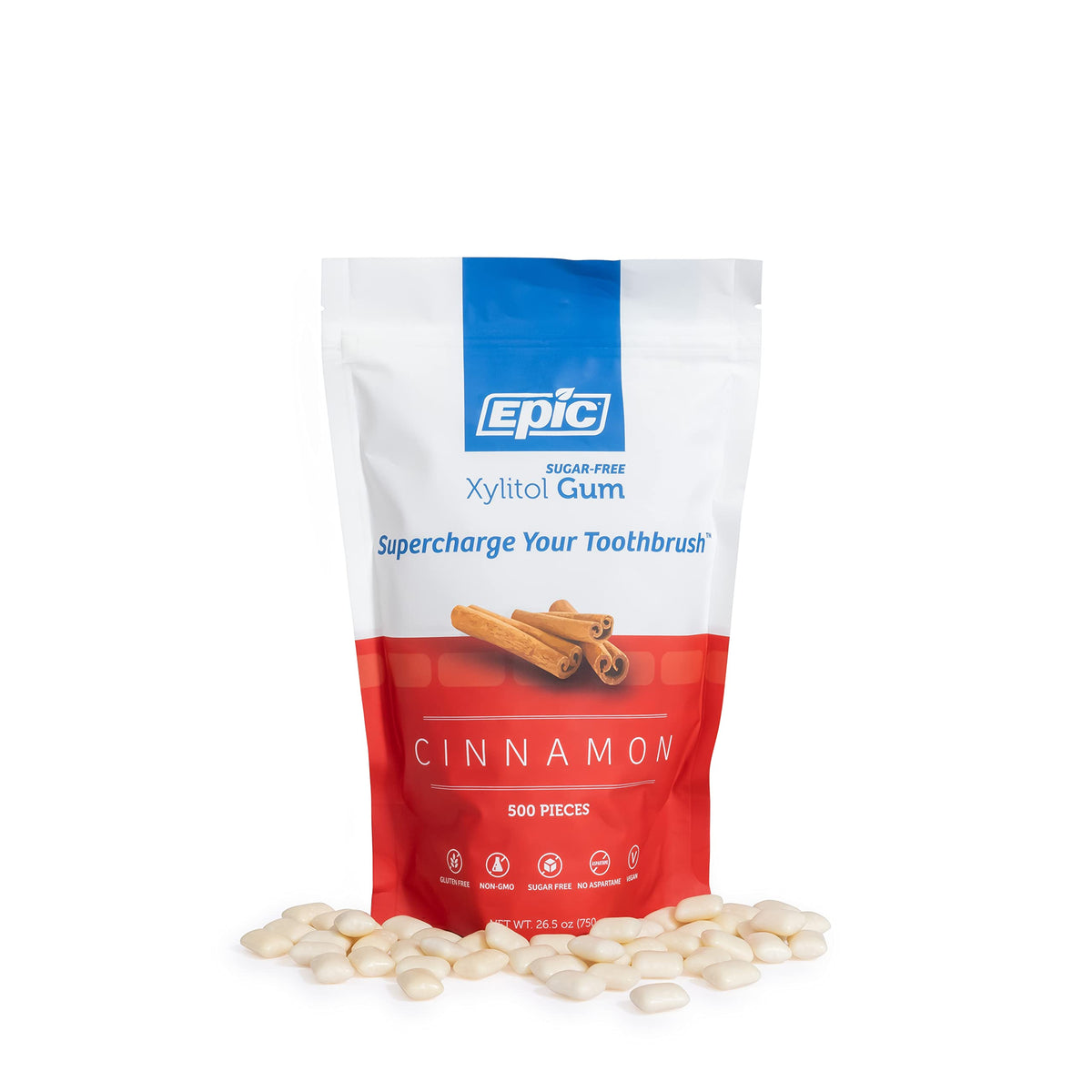Epic Cinnamon gum mouth-freshness demo illustrates confident smiles after meals.