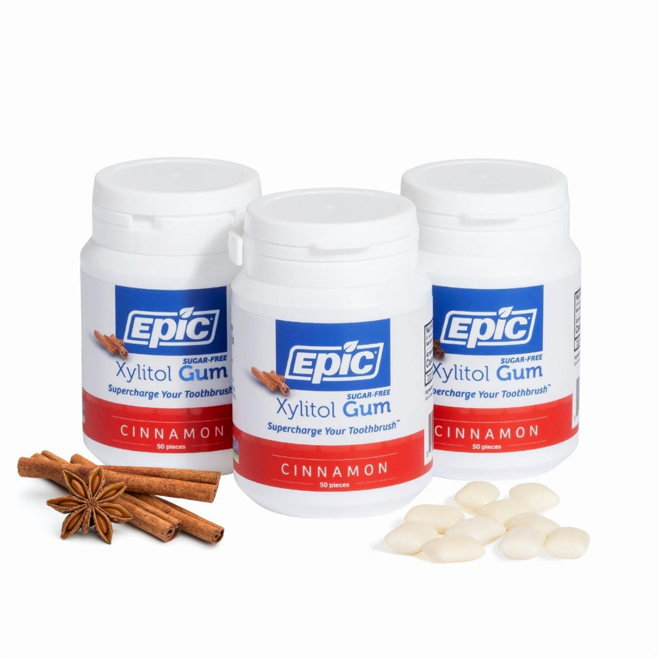 Epic Xylitol Cinnamon gum pack highlighting bold flavor and lasting freshness