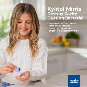 Epic Xylitol Mints Cinnamon flavor close-up emphasizes bold taste and breath-freshening potential