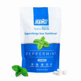 Epic 100% Xylitol Mints pack front view for fresh breath.