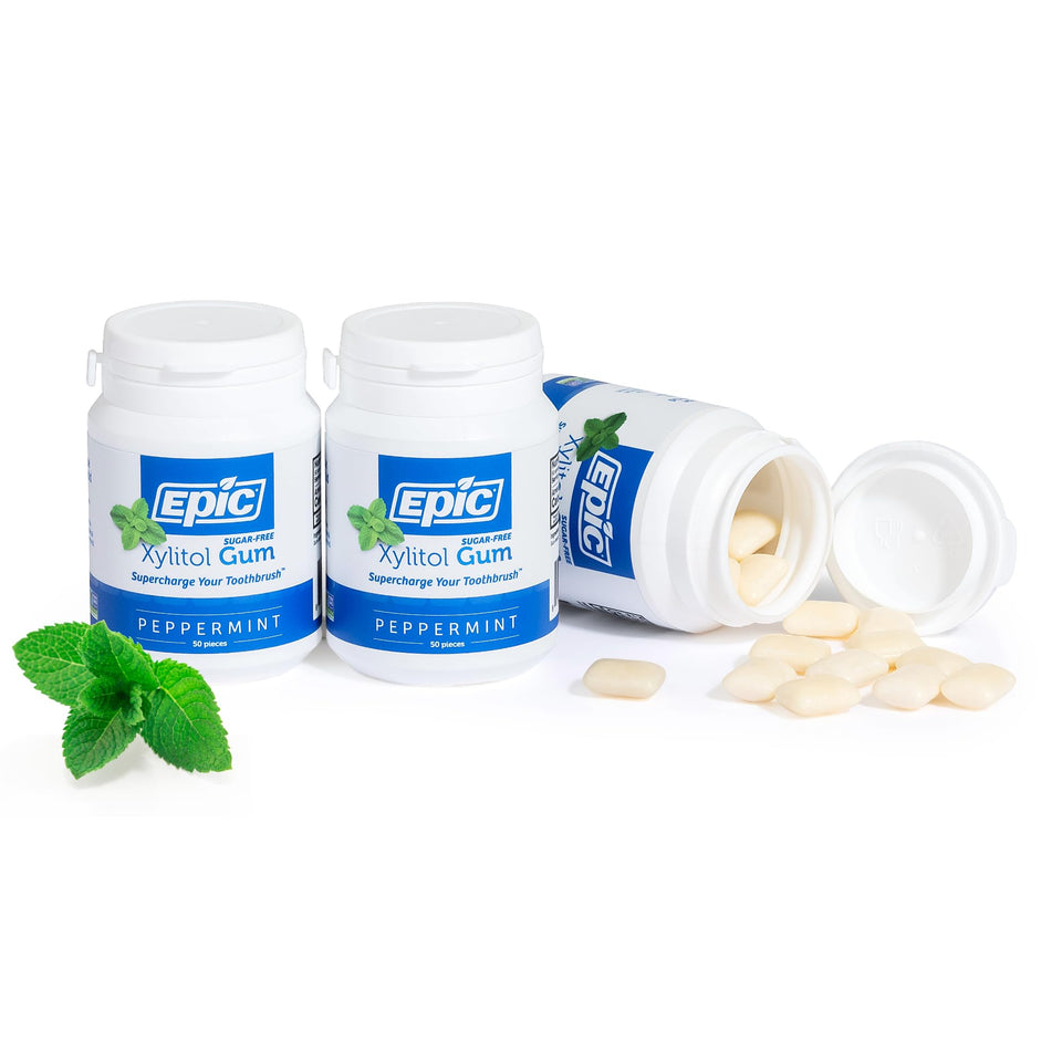 Epic Xylitol peppermint gum full-pack shot for daily fresh breath