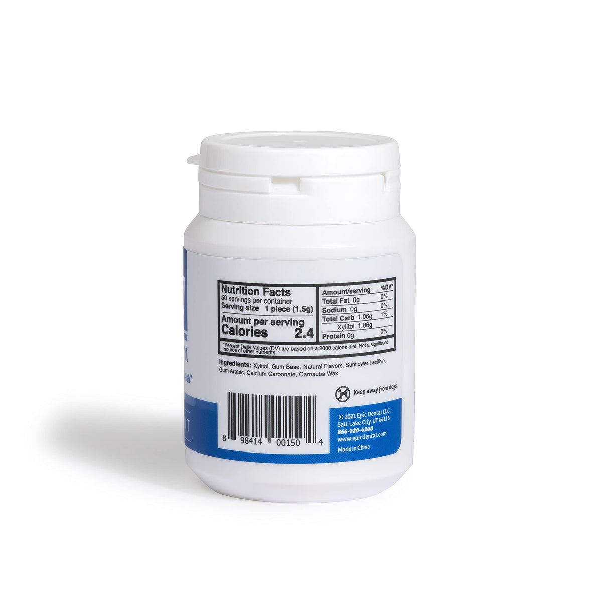 Epic Xylitol peppermint gum three-pack display showing value