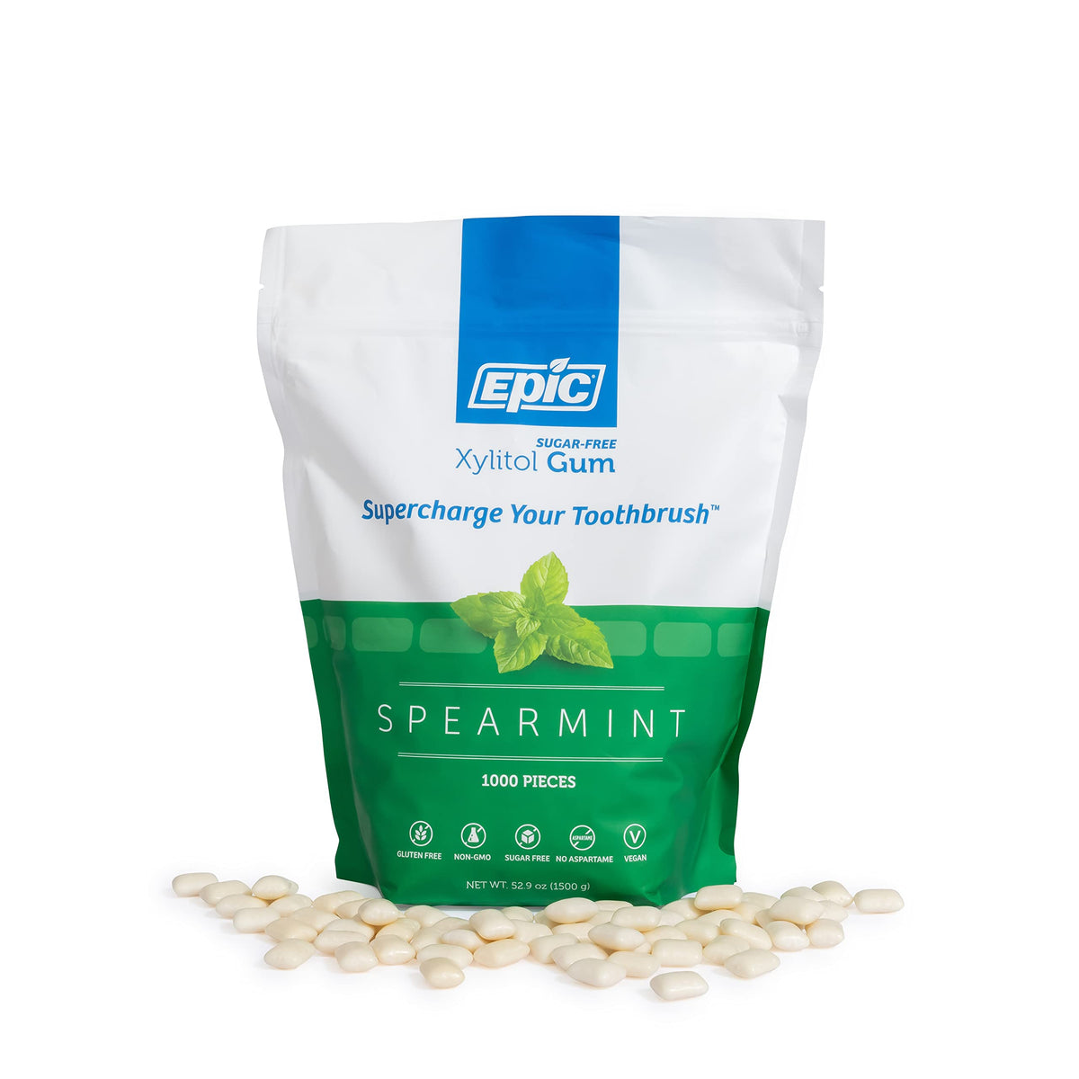 Epic Xylitol Spearmint gum helps relieve dry mouth during busy days