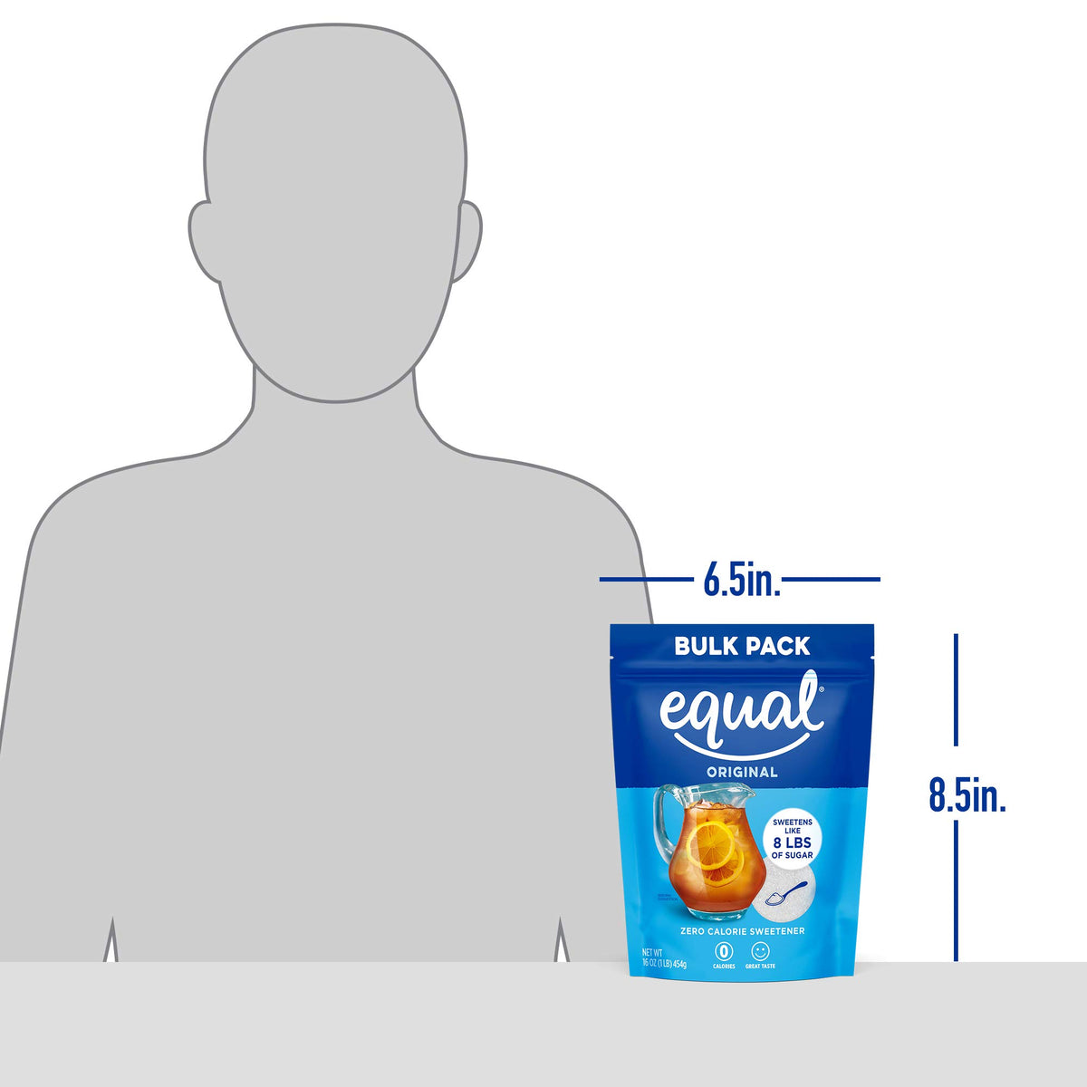 Equal zero calorie sweetener bulk bag packaging for uninterrupted sweetness