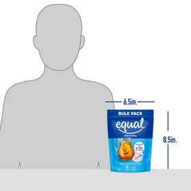 Equal zero calorie sweetener bulk bag packaging for uninterrupted sweetness