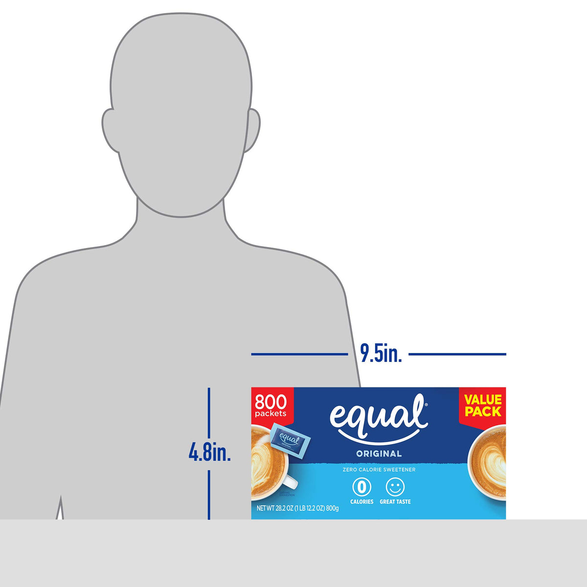 Equal packets dissolve in hot or cold drinks for quick flavor enhancement