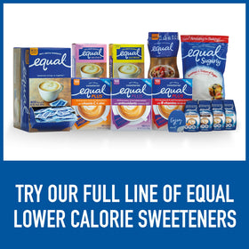Equal label on pack signals trusted sugar substitute for daily use.