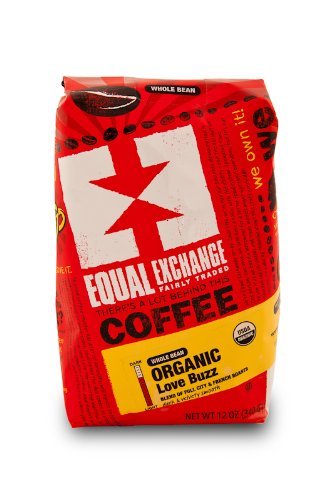 Equal Exchange Love Buzz whole-beans 3-pack, showcasing rich chocolate and caramel notes for mornings.