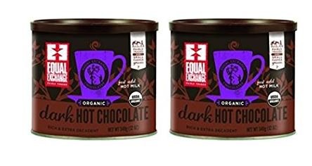 Equal Exchange Organic Dark Hot Chocolate Mix in a 12 oz pack, ideal for cozy evenings.