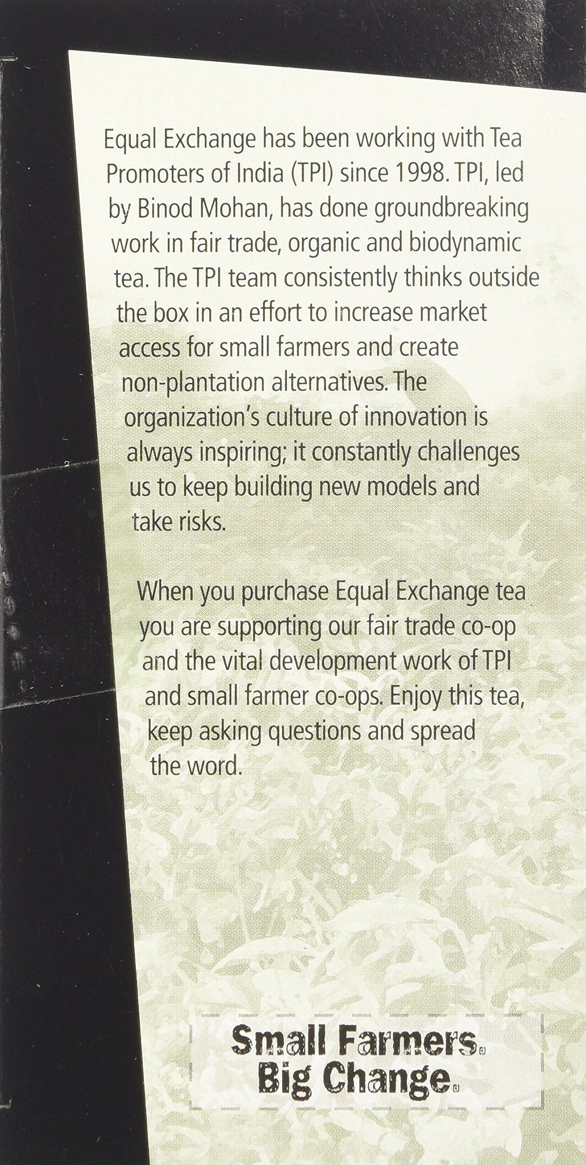 Equal Exchange organic and kosher seals ensure trusted quality for this tea.