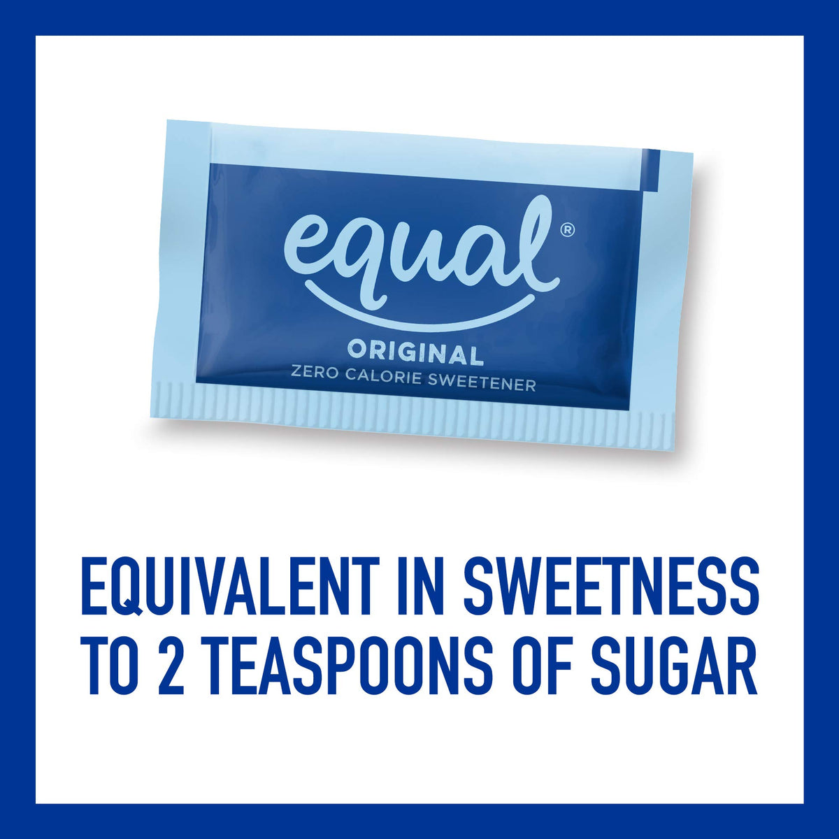 Equal zero-calorie sugar substitute packets in iced tea, no calories